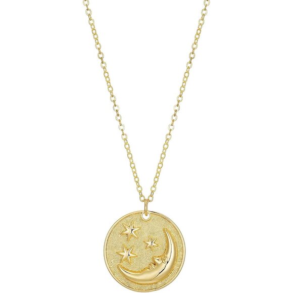 Stylish Gold Plated Dainty Initial Necklace with Clover and Star Charms - 16.5'' - Picture 3 of 5